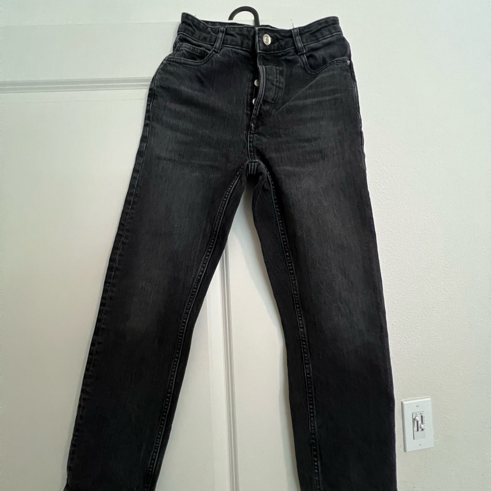 Zara Black High Rise Jeans Straight Leg